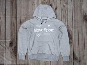 15．状態良好 デサント DESCENTE MOVE SPORTS ドライスウェット パーカー DAT-2652 メンズO　グレー白　トレーニングウェア x904