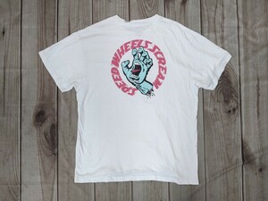 8．サンタクルーズ SANTA CRUZ スクリームハンド ゴア デザイン 半袖Tシャツ メンズXL 白ピンク薄緑系 x909