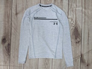 18．状態良好アンダーアーマー heatgear 陸上/ランニング 長袖Tシャツ UA GRAPHIC LS 1317504 メンズSMグレー黒 x907