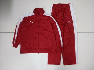 10．2点 PUMA セット プーマ デカロゴ トラック ジャケット ブルゾン パンツ ジャージ トレーニングウェア 上下 メンズXO 赤白 y102