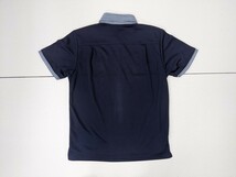 17．2006 PURSUE AN IDEAL IGNIO チェック柄入り ストレッチ素材 薄手ジャージ半袖ポロシャツ メンズＭ ネイビー白 x102_画像2