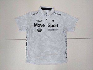 14. состояние хороший Descente Descente MOVE SPORTS рубашка-поло с коротким рукавом скорость . стрейч тренировка одежда мужской L DMMTJA72 белый чёрный x101