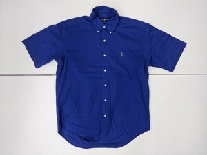 2．90s ラルフローレン RALPH LAUREN BLAKE コットン 半袖ボタンダウンシャツ メンズM　青x107