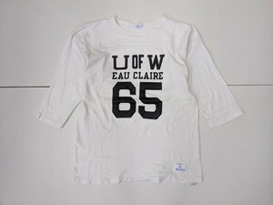 3. made in Japan Champion Champion U OF W EAU CLAIRE 65 long sleeve football single stitch long sleeve T shirt long T men's L white x110