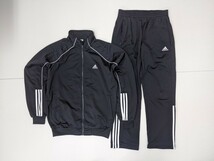 9．2点 adidas セット 00s アディダス トラック ジャケット ブルゾン パンツ ジャージ トレーニングウェア 上下 メンズM　黒白 y108_画像1