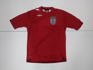 8．状態良好 イングランド代表 アンブロ UMBRO ENGLAND サッカー ユニフォーム ゲーム シャツ 半袖 キッズ US:YL 赤 x106