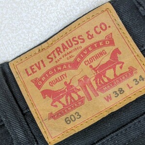 11．大きいサイズ LEVI'S リーバイス 140周年記念 603 WPL423 ストレッチ ブラックデニム パンツ ジーンズ W38L34 黒 y109の画像3