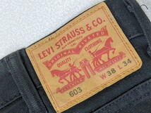 11．大きいサイズ LEVI'S リーバイス 140周年記念 603 WPL423 ストレッチ ブラックデニム パンツ ジーンズ W38L34　黒 y109_画像3