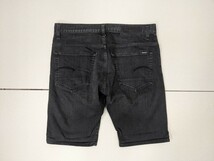 7．G-STAR RAW ジースターロー 3301 鬼ひげ ブラックデニム ハーフパンツ ジーンズ サイズ33 黒 x107_画像2