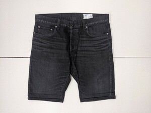 7．G-STAR RAW ジースターロー 3301 鬼ひげ ブラックデニム ハーフパンツ ジーンズ サイズ33 黒 x107