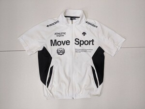 11．デサント Descente MOVE SPORTS DAT-1509 ドライトランスファー 半袖ブルゾン メンズM 白黒x106