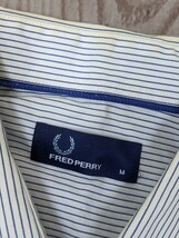 19．フレッドペリー FRED PERRY ストライプ 長袖シャツ メンズＭ　白ネイビーx708_画像5