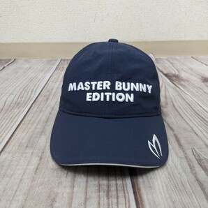 20．マスターバニー MASTER BUNNY ナイロン メッシュ アジャスタブル ゴルフキャップ サイズFR ネイビー白 x808の画像1
