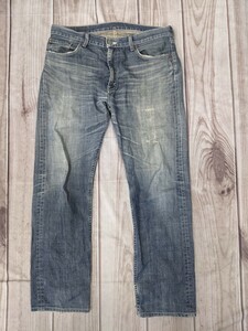 1．ヒゲ　日本製 03年製 リーバイス 00s LEVI'S 505-03 デニムジーンズ アメカジ W36L33　ネイビー y906