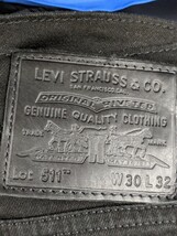 11．リーバイス LEVI'S 145周年記念 511 WPL423 ビッグE ストレッチ ブラック デニム パンツ ジーンズ アメカジ ワーク W30L32　黒x108_画像3