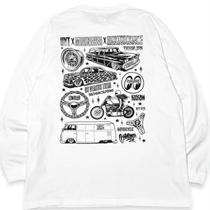 Lサイズ Kustomstyle MOONEYES US VERSUS THEM コラボレーション カスタムスタイル ロンT 白色 L/S Tシャツ ホワイト MIKE GIANT