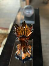 [R-19] ガラス製花瓶(花器 花柄 レトロ アンティーク)_画像7