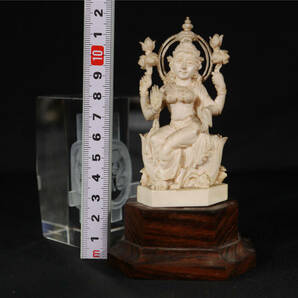 細密彫刻  人物  仏像 東洋彫刻 インドの神様 置物 天然 白材 /マンモスの画像10