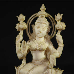 細密彫刻  人物  仏像 東洋彫刻 インドの神様 置物 天然 白材 /マンモスの画像2