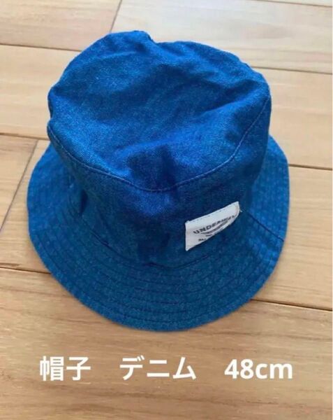 ベビー 帽子 デニム ペイズリー柄 48cm