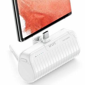 ☆VRURC モバイルバッテリー 小型 軽量 Android用【USB-C コネクター内蔵 / 5000mAh /直接