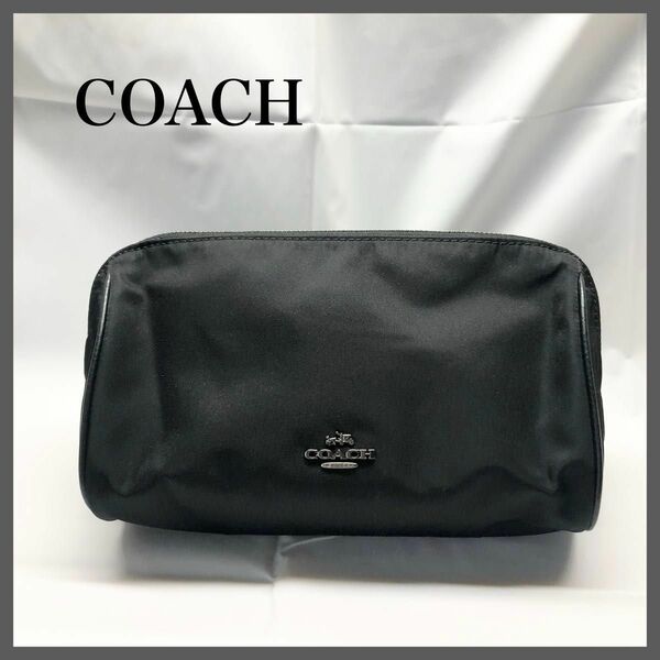 【極美品】　COACH コーチ　ナイロン　ポーチ　ブラック