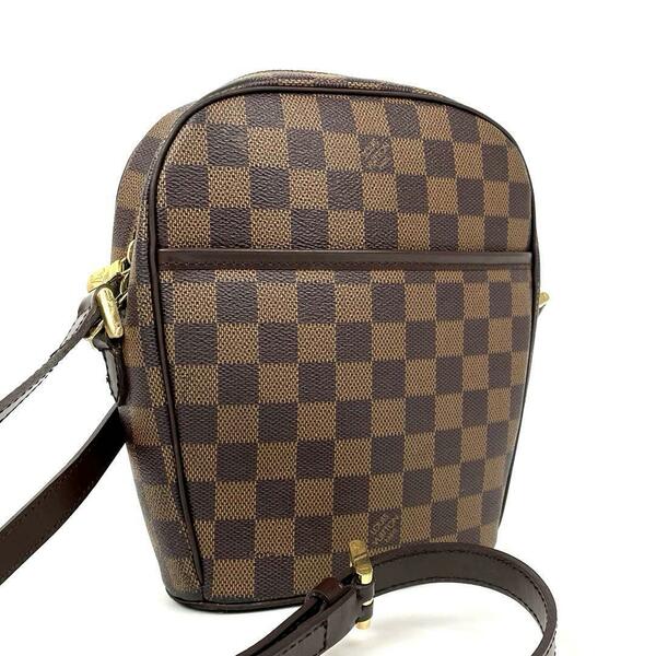 【極美品】LOUIS VUITTON ルイヴィトン ダミエ イパネマPM ショルダーバッグ N51294 ポシェット LV ロゴ ゴールド金具 男女兼用 レザー