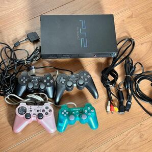 【美品】PlayStation2_プレステ_PS2本体&ソフト17種&メモリーカード&コントローラー4個セット_D端子ケーブル付属