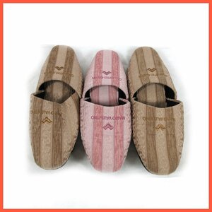 ^v slippers 3 point set * room shoes * classical * Brown & pink *