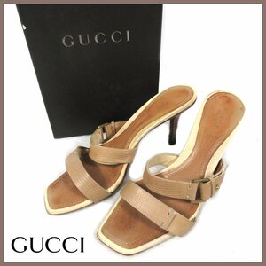 ▽★GUCCI(グッチ)◎ストラップサンダル◎ベージュ◎6.5(23.5ｃｍ)◎巾着＆外箱付