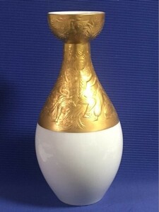 ◎Rosenthal ローゼンタール 30cm大花瓶 一輪 ゴールド 金「魔笛」◎z39