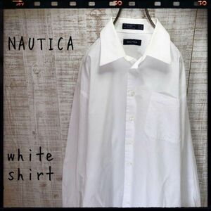 NAUTICA ノーティカ ホワイトシャツ 白シャツ 長袖 古着 ホワイト メンズ レディース おしゃれ 4195