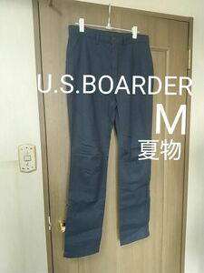未使用 サンプル品 U.S.BOARDER パンツ M(実測83cm程度) 夏物 紺色 スソロールup 膝立体縫製 股下80程度
