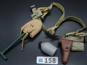 【 US 158 】1/6ドールパーツ：DRAGON製 アメリカ軍 装備付ベルトセット（WWII)【 長期保管・ジャンク扱い品 】