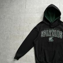 vintage ヴィンテージ 90's CAMPUS HERITAGE カレッジロゴ MICHIGAN STATE プルオーバー パーカー ブラック M_画像1