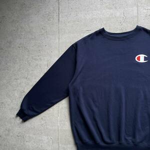 champion チャンピオン プリント ワンポイントロゴ クルーネック スウェット トレーナー ネイビー 2XL