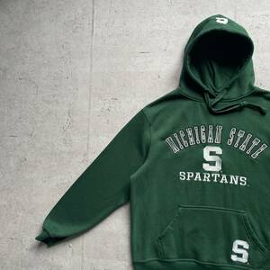 vintage ヴィンテージ 90's カレッジロゴ MICHIGAN STATE プルオーバー パーカー グリーン L