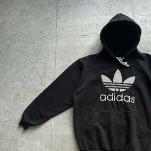 vintage ヴィンテージ 90's adidas ヘビーオンス トレフォイルロゴ プルオーバー パーカー ブラック L