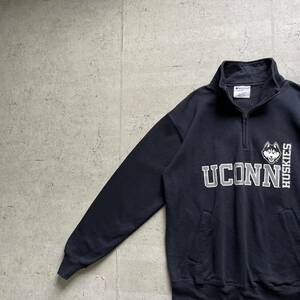 champion チャンピオン カレッジロゴ UCONN ハーフジップ スウェット トレーナー ネイビー L