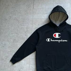 champion チャンピオン プリントロゴ ワンポイントロゴ プルオーバー パーカー ブラック L