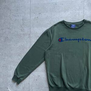 champion チャンピオン プリント ワンポイントロゴ クルーネック スウェット トレーナー グリーン L