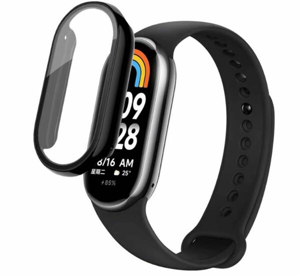 Xiaomi Smart Band 8 ブラック カバー フィルム一体型 ケース 交換 ケース 保護ケース 液晶画面保護