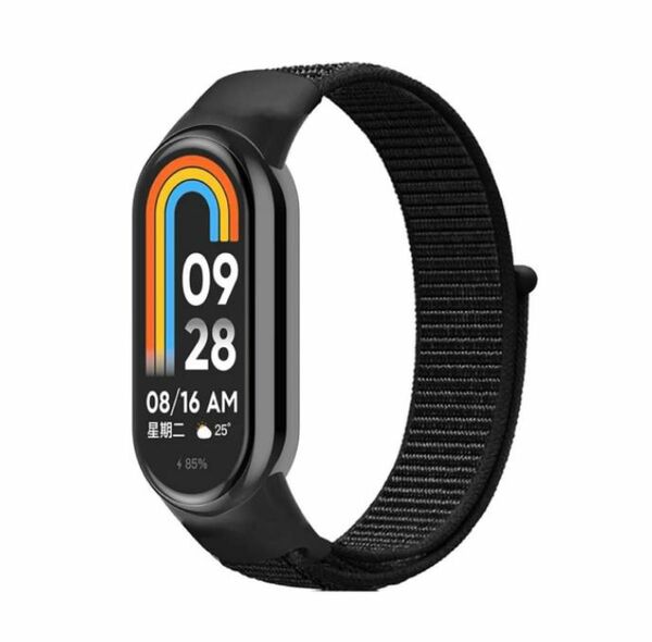 Xiaomi Smart Band 8 ベルト ブラック バンド ナイロン ループ スポーツ 交換ベルト シャオミ band8