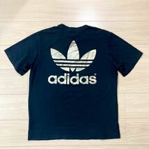 adidas アディダス Tシャツ 半袖シャツ XOサイズ 黒 金 トレフォイルロゴ デカロゴ_画像5