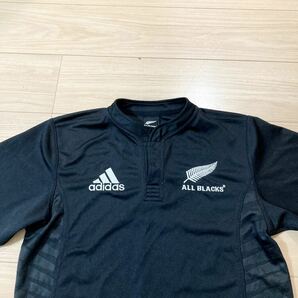 adidas アディダス ALL BLACKS オールブラックス ラガージャージ ラガーシャツ 半袖シャツ Mサイズ 黒 ラグビー 美品の画像3