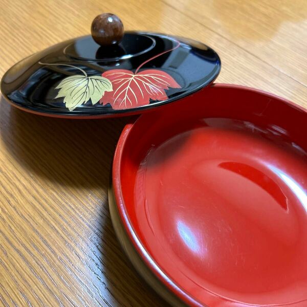 伝統工芸　飛騨春慶菓子器〔直径19㎝　深さ8㎝〕 木製漆器