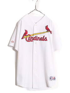 MLB オフィシャル Majestic カージナルス ベースボール シャツ メンズ XL / 古着 ユニフォーム 半袖シャツ ゲームシャツ メジャーリーグ 白