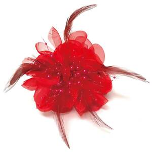  brilliant corsage largish auger nji- feather decoration red 9e-03 formal lady's wedding stylish Dance 