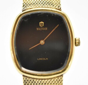 WALTHAM ウォルサム LINCOLN リンカーン 手巻き メンズ 腕時計 純正ベルト ブラック文字盤 ゴールド 稼働品 RK-743S/118