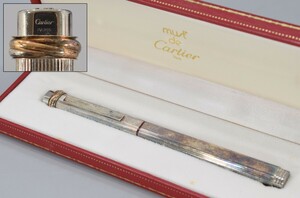 Cartier カルティエ トリニティ ボールペン ケース付 キャップ式 箱付 シルバー 筆記用具 411 ビンテージ must de マスト ドゥ RK-937M/105